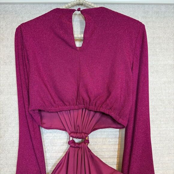 ML Monique Lhuillier Purple Metallic Knit Dress💚 - Picture 9 of 15